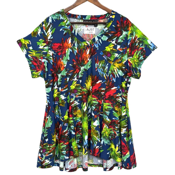 Attitudes by Renee Jersey Knit Top Women Petite Size 2XP‎ Multicolor V Neck - Picture 1 of 15